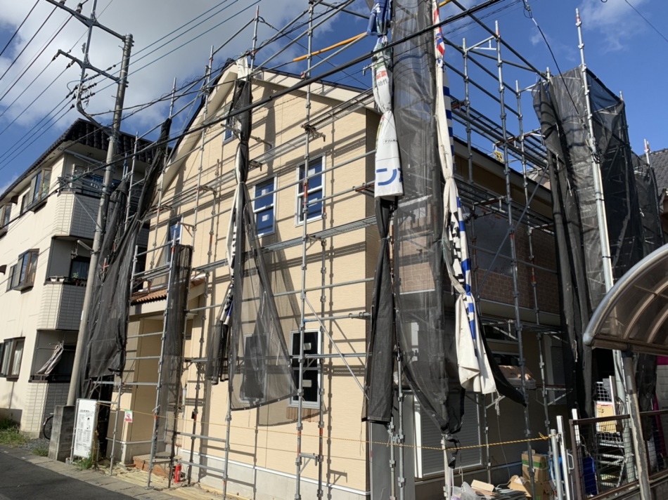 台風追加前の養生と追加後の修繕