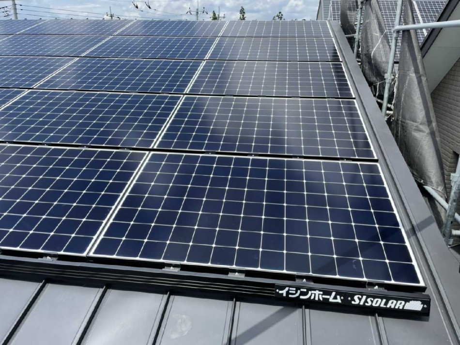 千葉県流山市U様邸注文住宅新築工事は太陽光システム9.9kWが取り付きました。