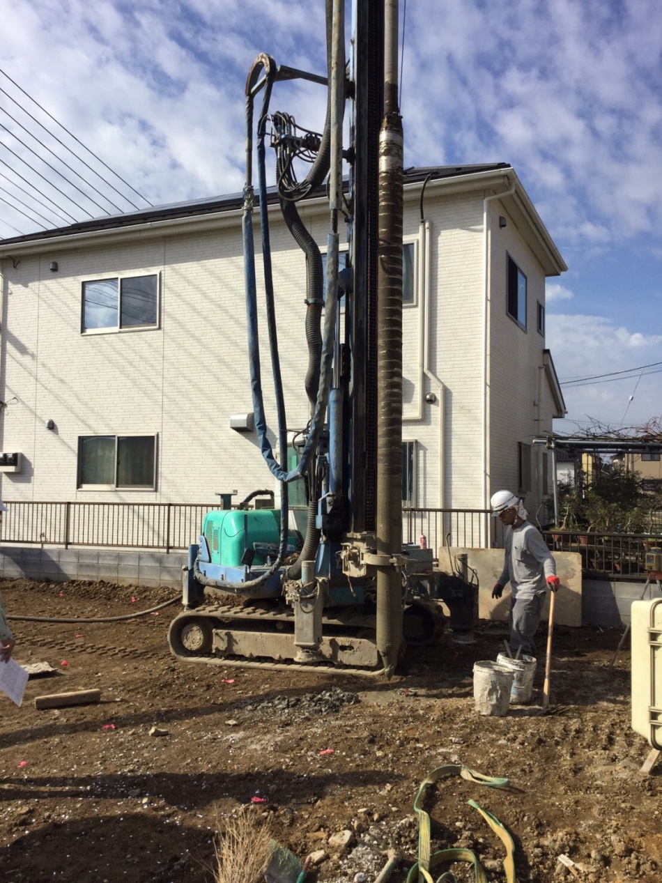 【三郷市】M様邸「ル・コルビジェ的シンプルモダンな高性能省エネキューブハウス」ピュアパイル工事