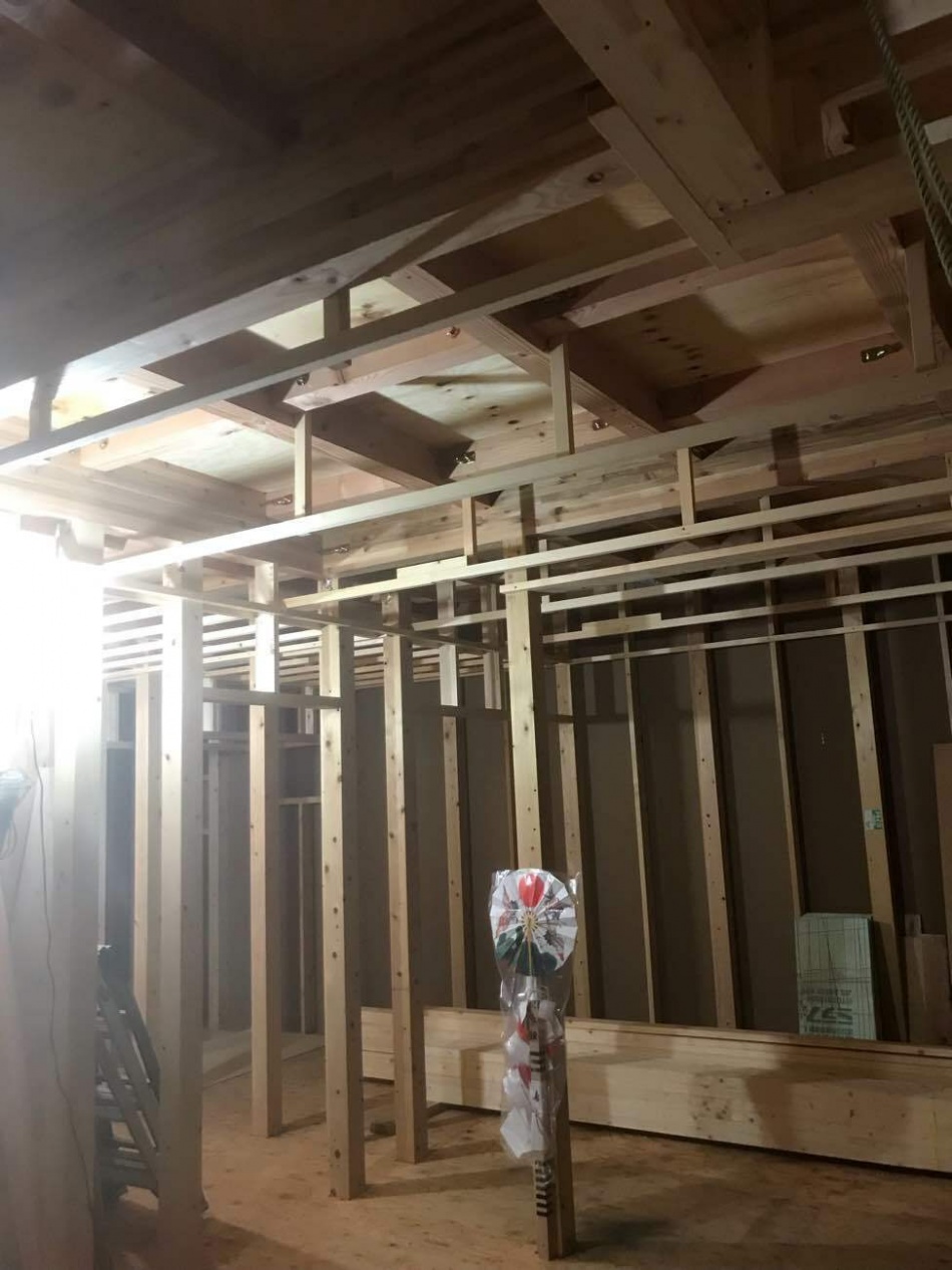 埼玉県久喜市T様邸注文住宅新築工事は木工事中です。