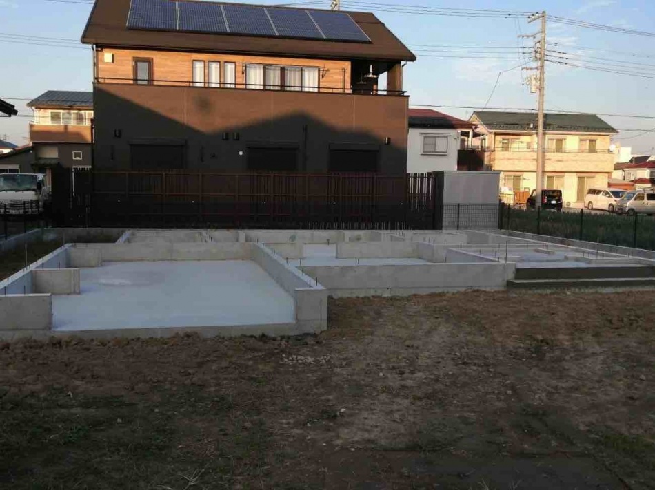 【埼玉県越谷市】H様邸ガレージハウス新築工事は基礎工事が完了しました。