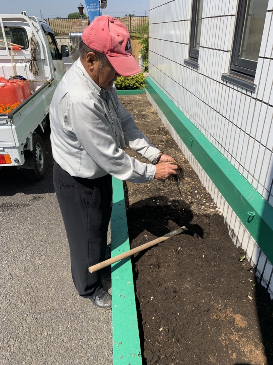 本社花壇の花植替えを行いました。松井産業