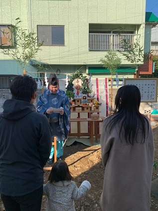 草加市N様邸の新築工事は地鎮祭を行いました。
