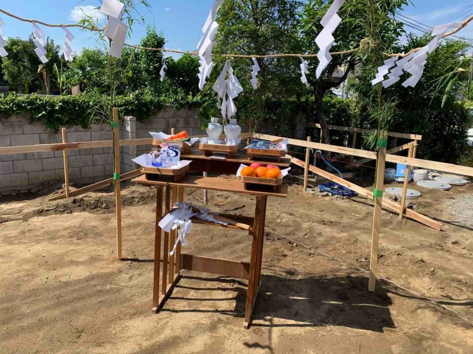 埼玉県北葛飾郡松伏町I様邸注文住宅新築工事は地鎮祭を行いました。