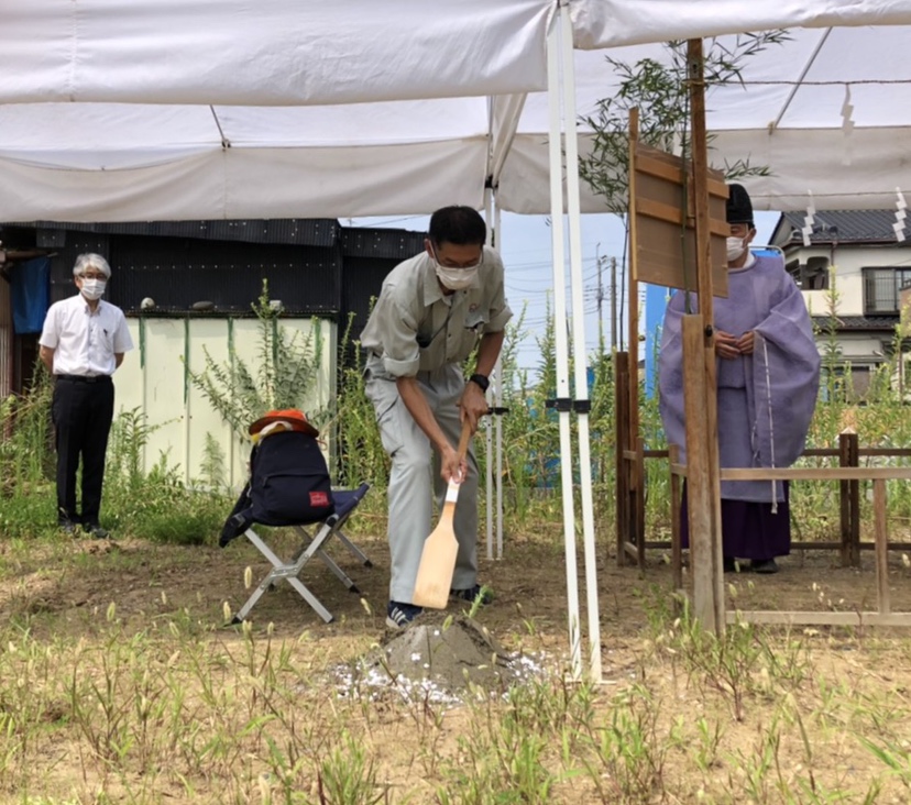 埼玉県越谷市S様邸注文住宅新築工事は地鎮祭です。