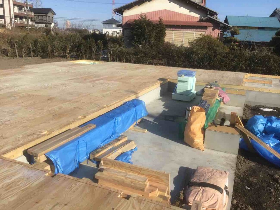 埼玉県越谷市N様邸平屋新築工事は基礎工事土台引き工事が完了しました。