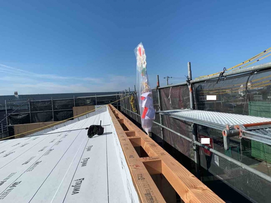 【埼玉県三郷市】F様邸ガレージハウス新築工事は上棟後のお清めを行いました。