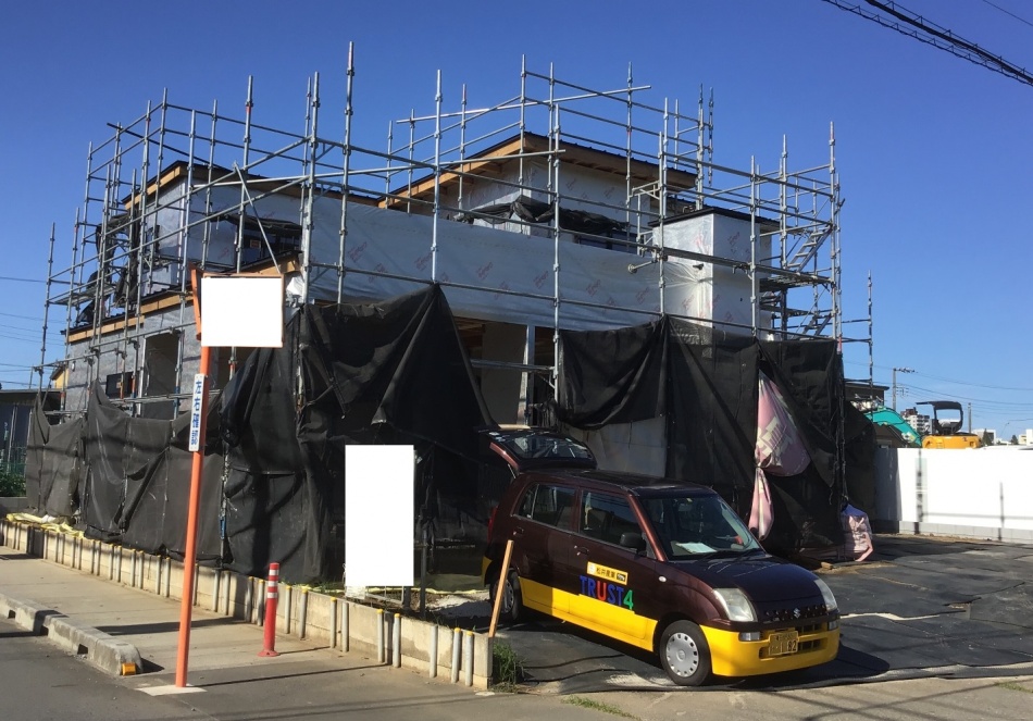 埼玉県三郷市M様邸注文住宅新築工事は台風養生をしました。