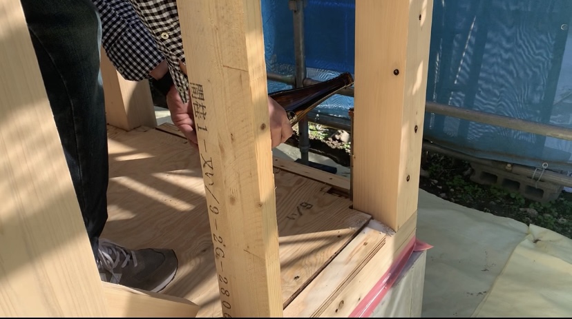 埼玉県三郷市N様邸注文住宅新築工事は上棟お清めを行いました。