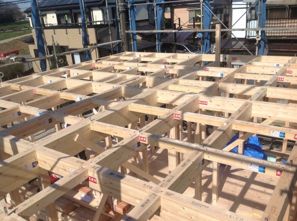 【北葛飾郡松伏町】S様邸「子どもを花粉から守る高性能な全室空気洗浄機能がある夏涼しく冬暖かい省エネ住宅」は建て方工事をしています。