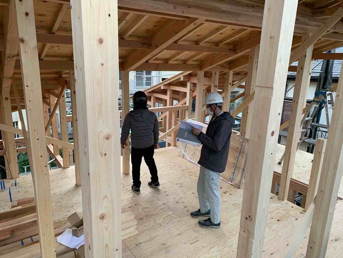 千葉県市川市A様邸注文住宅新築工事は上棟後のお清めです。