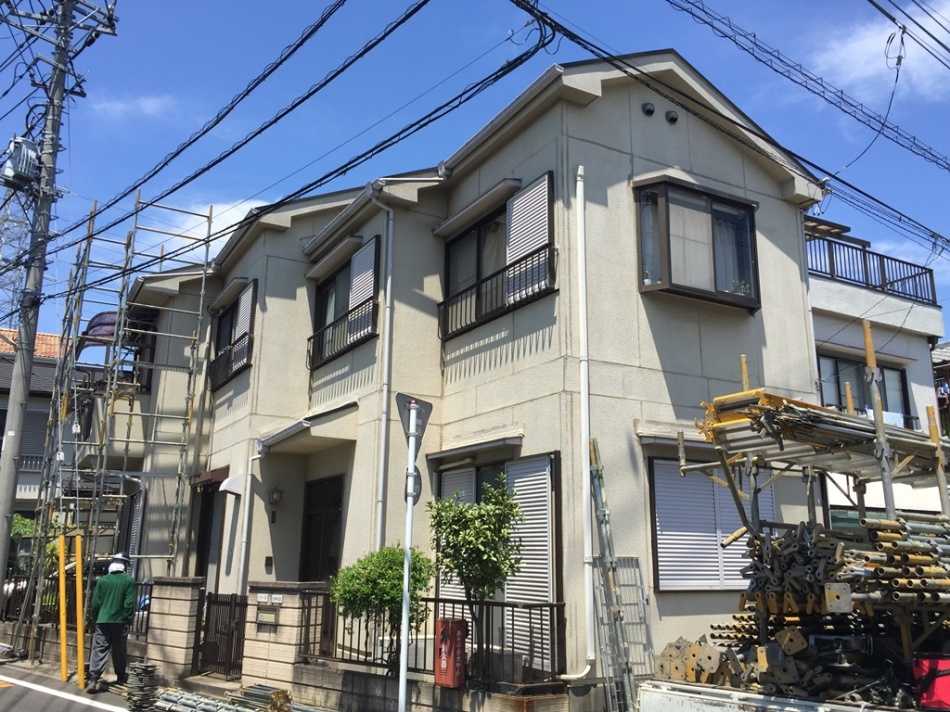 【埼玉県三郷市】T様邸外壁塗装工事が始まりました。松井産業株式会社