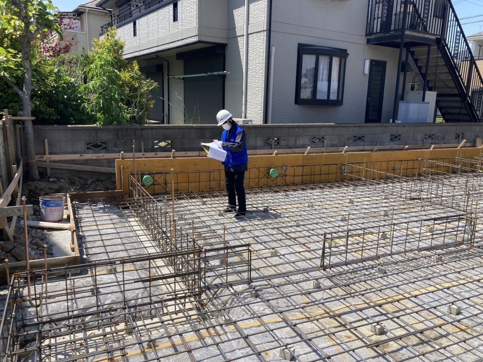 埼玉県吉川市N様邸注文住宅新築工事は基礎配筋検査を行いました。