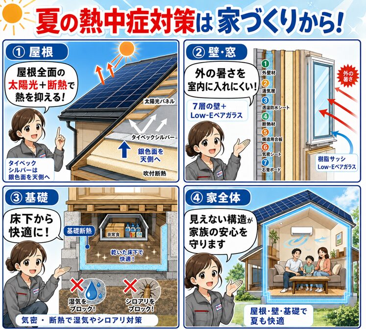 猛暑を乗り切る住宅設計。屋根・壁・基礎のしくみが居心地のよさを生むワケ
